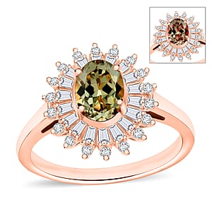 AAA Turkizite and Moissanite 2.48 ctw Sunburst Ring in 18K Vermeil Rose Gold Over Sterling Silver (Size 10.0)
