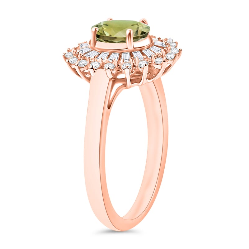 AAA Turkizite and Moissanite 2.48 ctw Sunburst Ring in 18K Vermeil Rose Gold Over Sterling Silver (Size 10.0)