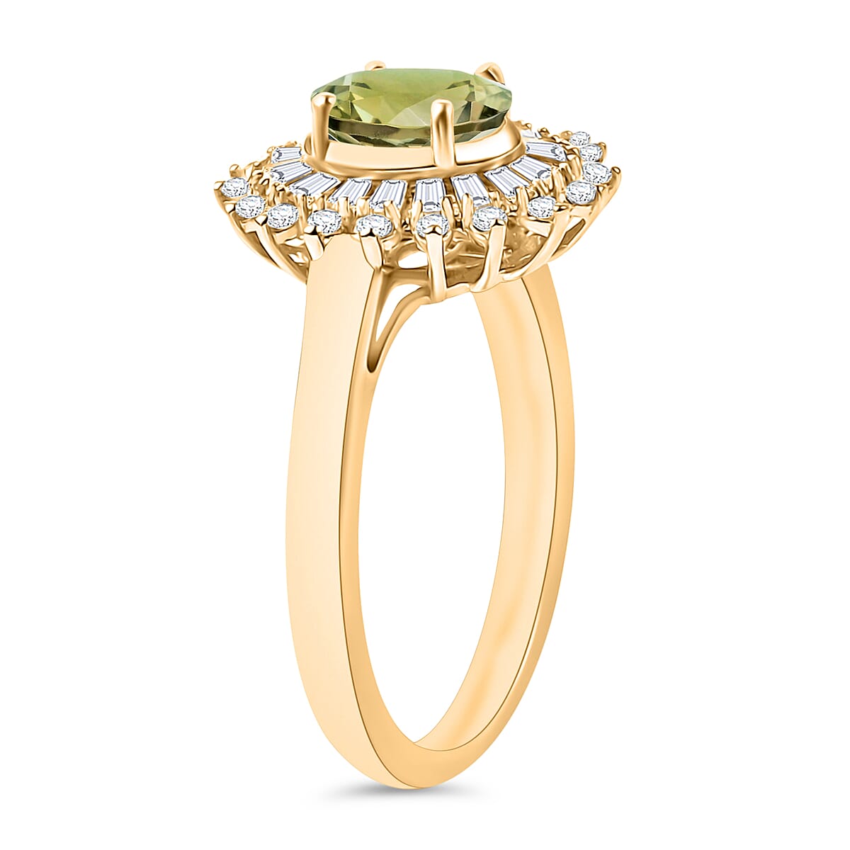 AAA Turkizite and Moissanite 2.48 ctw Sunburst Ring in 18K Vermeil Yellow Gold Over Sterling Silver (Size 12.0) (Del. in 10-12 Days) image number 2