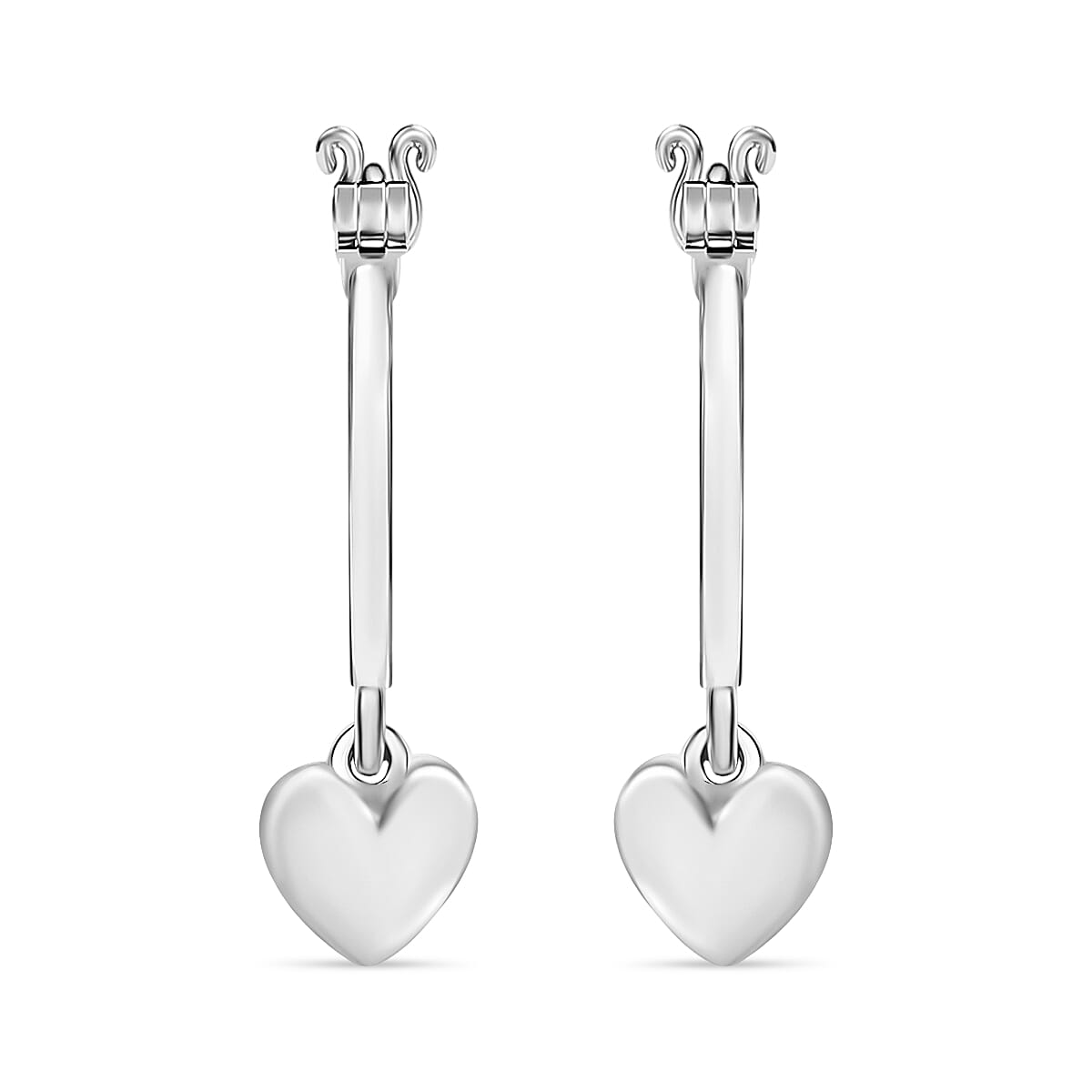 D'Joy Heart Hoop Earrings in 10K White Gold 3.9 Grams (Del. in 10-12 Days)