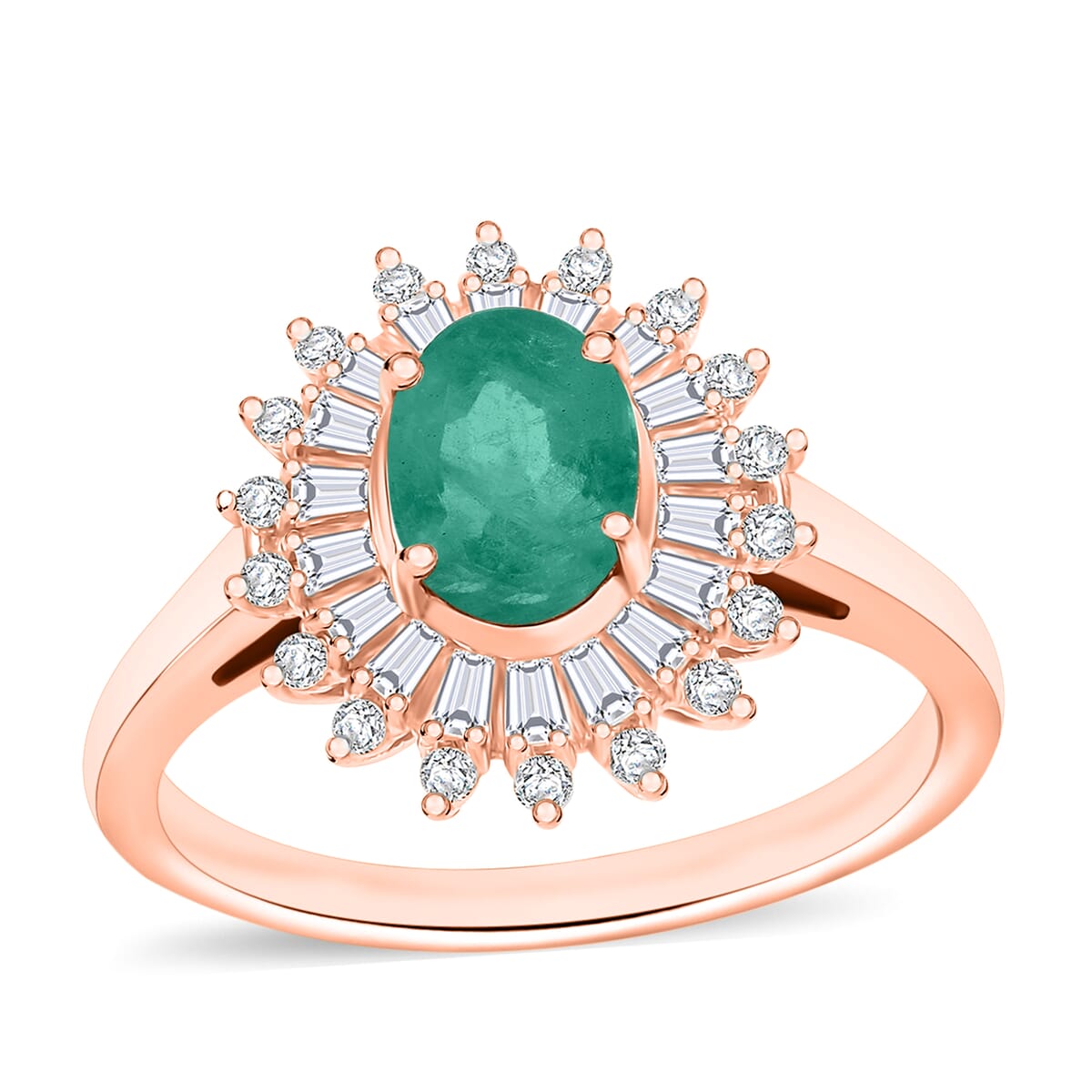 Kagem Zambian Emerald and Moissanite 2.48 ctw Ring in 18K Vermeil Rose Gold Over Sterling Silver (Size 10.0) image number 0