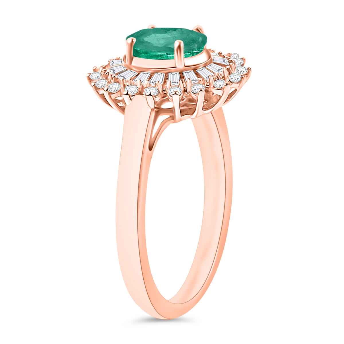 Kagem Zambian Emerald and Moissanite 2.48 ctw Ring in 18K Vermeil Rose Gold Over Sterling Silver (Size 10.0) image number 2