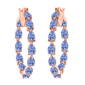 Tanzanite 10.08 ctw Inside-out Hoop Earrings in 18K Vermeil Rose Gold Over Sterling Silver
