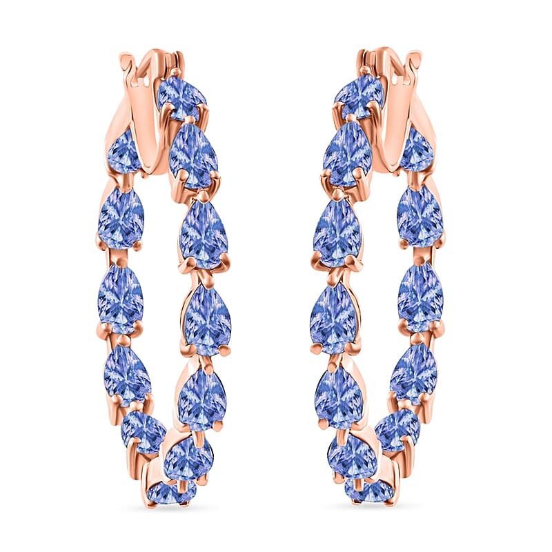 D'Joy Tanzanite 10.08 ctw Inside-out Hoop Earrings in 18K Vermeil Rose Gold Over Sterling Silver