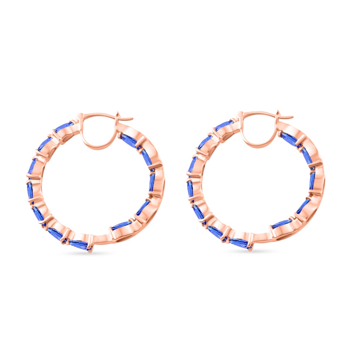 Tanzanite 10.08 ctw Inside-out Hoop Earrings in 18K Vermeil Rose Gold Over Sterling Silver image number 2