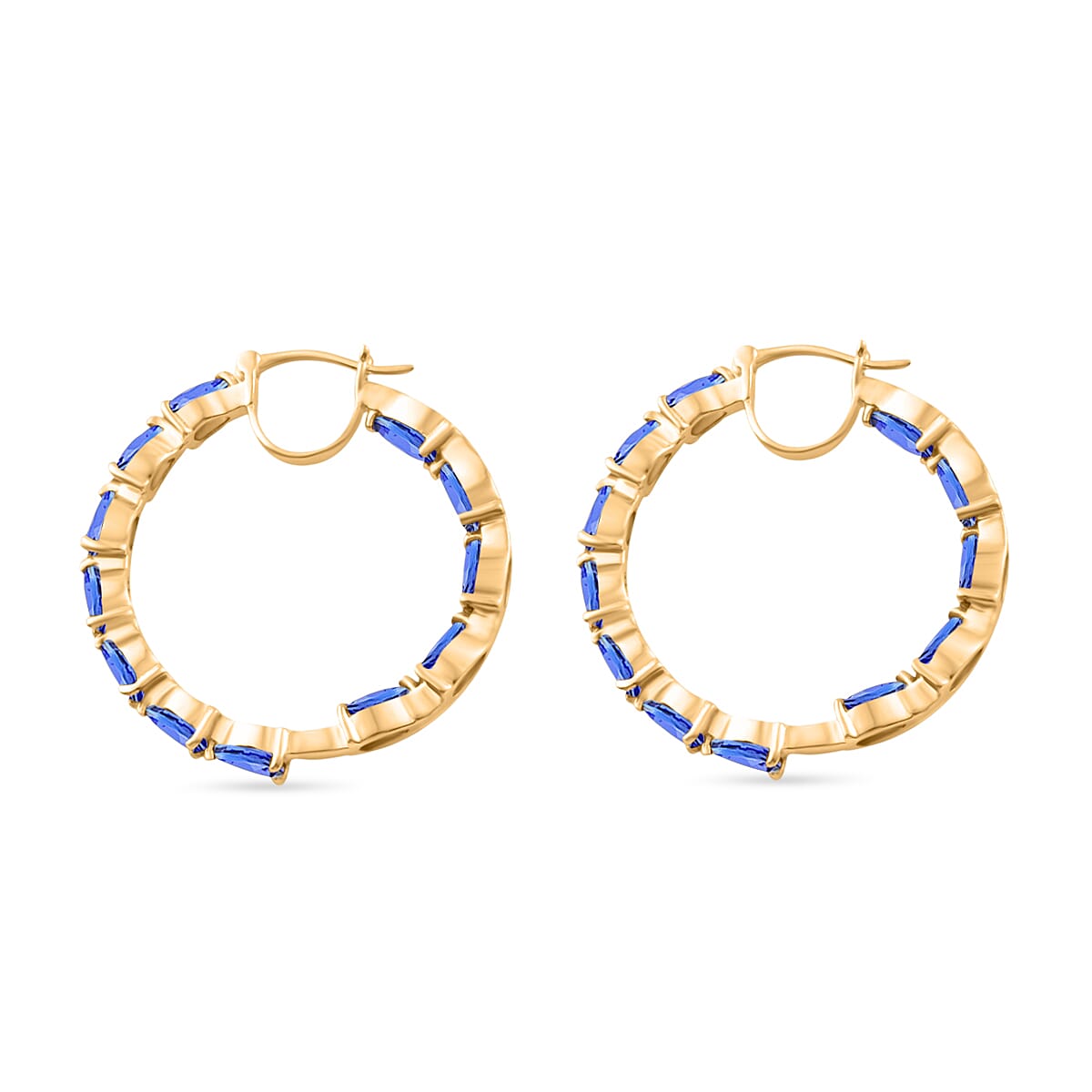 D'Joy Tanzanite Inside-out Hoop Earrings in 18K Vermeil YG Over Sterling Silver 10.08 ctw (Del. in 10-12 Days) image number 2