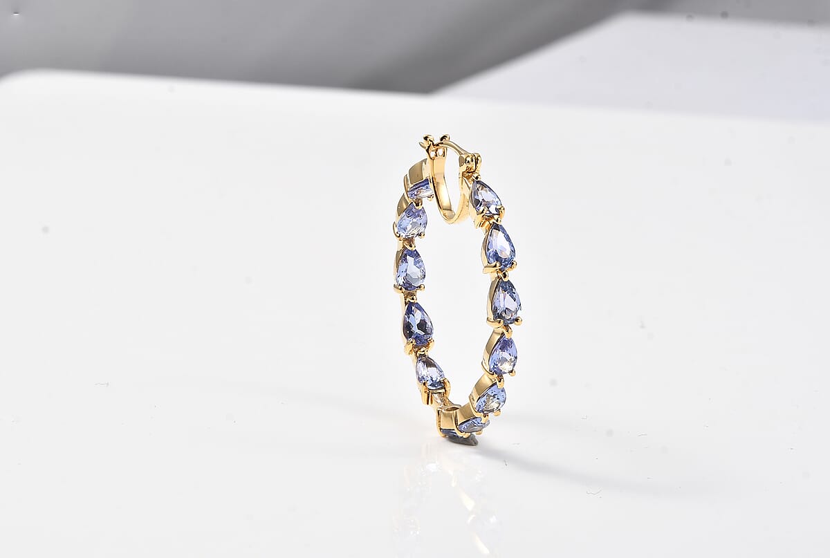 D'Joy Tanzanite Inside-out Hoop Earrings in 18K Vermeil YG Over Sterling Silver 10.08 ctw (Del. in 10-12 Days) image number 3