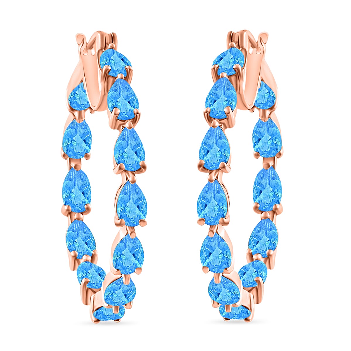 Malgache Neon Apatite 10.08 ctw Inside-out Hoop Earrings in 18K Vermeil Rose Gold Over Sterling Silver (Del. in 10-12 Days) image number 0