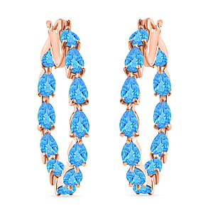 Malgache Neon Apatite 10.08 ctw Inside-out Hoop Earrings in 18K Vermeil Rose Gold Over Sterling Silver (Del. in 10-12 Days)