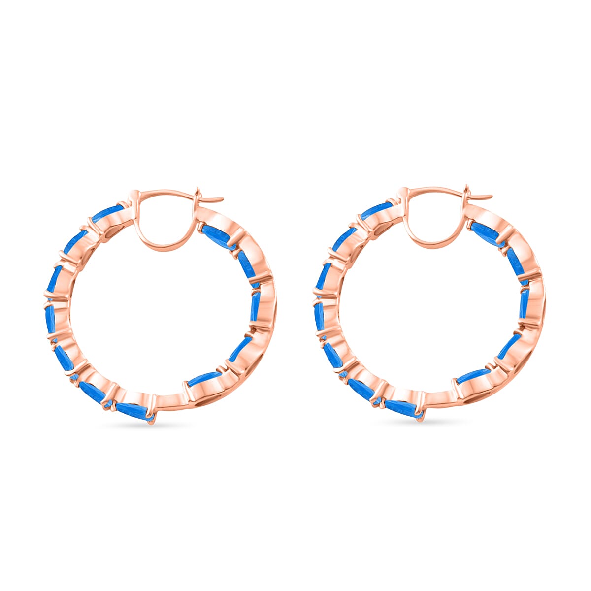 Malgache Neon Apatite 10.08 ctw Inside-out Hoop Earrings in 18K Vermeil Rose Gold Over Sterling Silver (Del. in 10-12 Days) image number 2