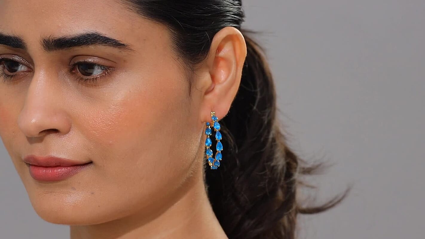 Tanzanite 10.08 ctw Inside-out Hoop Earrings in 18K Vermeil Rose Gold Over Sterling Silver