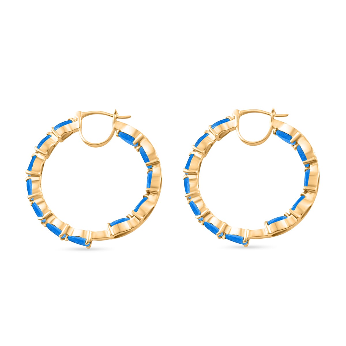 D'Joy Malgache Neon Apatite 10.08 ctw Inside-out Hoop Earrings in 18K Vermeil Yellow Gold Over Sterling Silver (Del. in 10-12 Days) image number 2