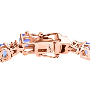 Tanzanite and White Zircon Bracelet in 18K Vermeil Rose Gold Over Sterling Silver (6.50 In) 10.85 ctw (Del. in 10-12 Days)