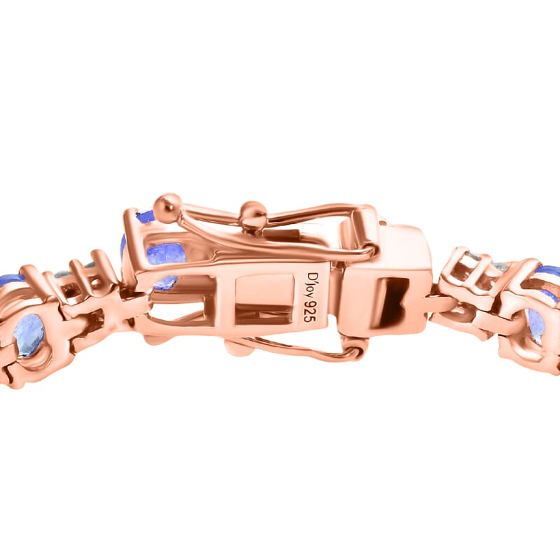 Tanzanite and White Zircon Bracelet in 18K Vermeil Rose Gold Over Sterling Silver (6.50 In) 10.85 ctw