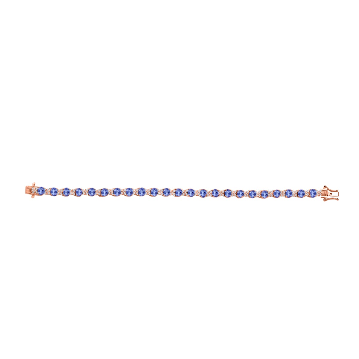Tanzanite and White Zircon Bracelet in 18K Vermeil Rose Gold Over Sterling Silver (6.50 In) 10.85 ctw image number 3