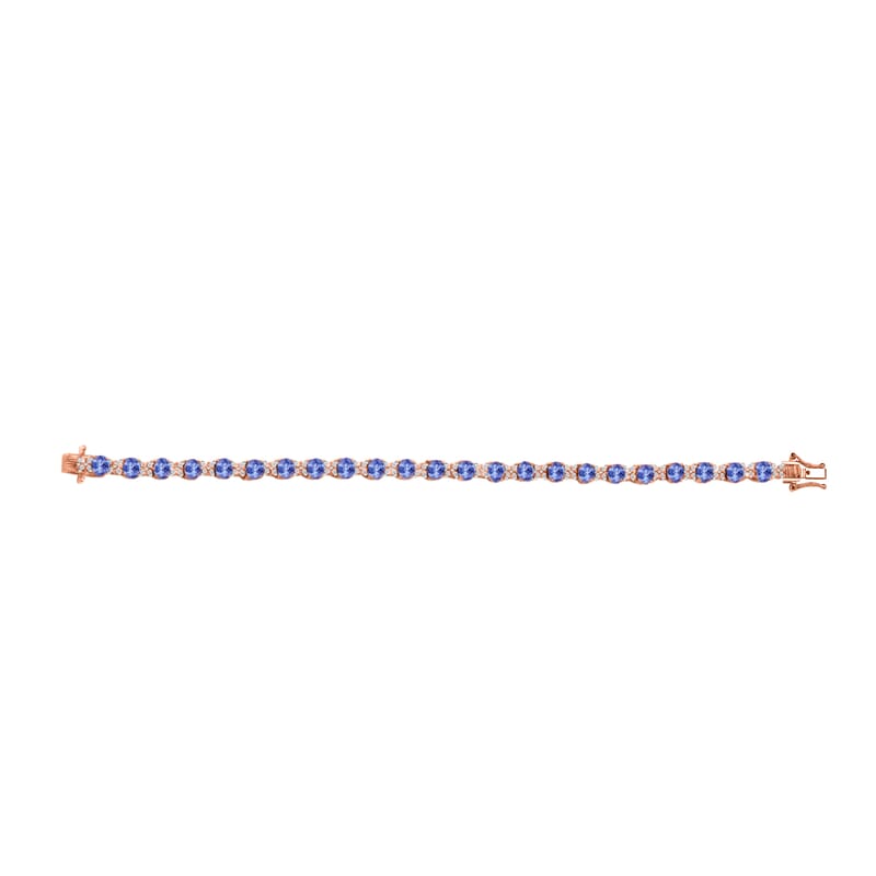 Tanzanite and White Zircon Bracelet in 18K Vermeil Rose Gold Over Sterling Silver (6.50 In) 10.85 ctw