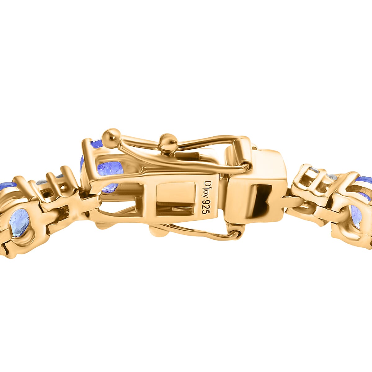 D'Joy Tanzanite and White Zircon 10.85 ctw Bracelet in 18K Vermeil Yellow Gold Over Sterling Silve (7.25 In)  (Del. in 10-12 Days) image number 2