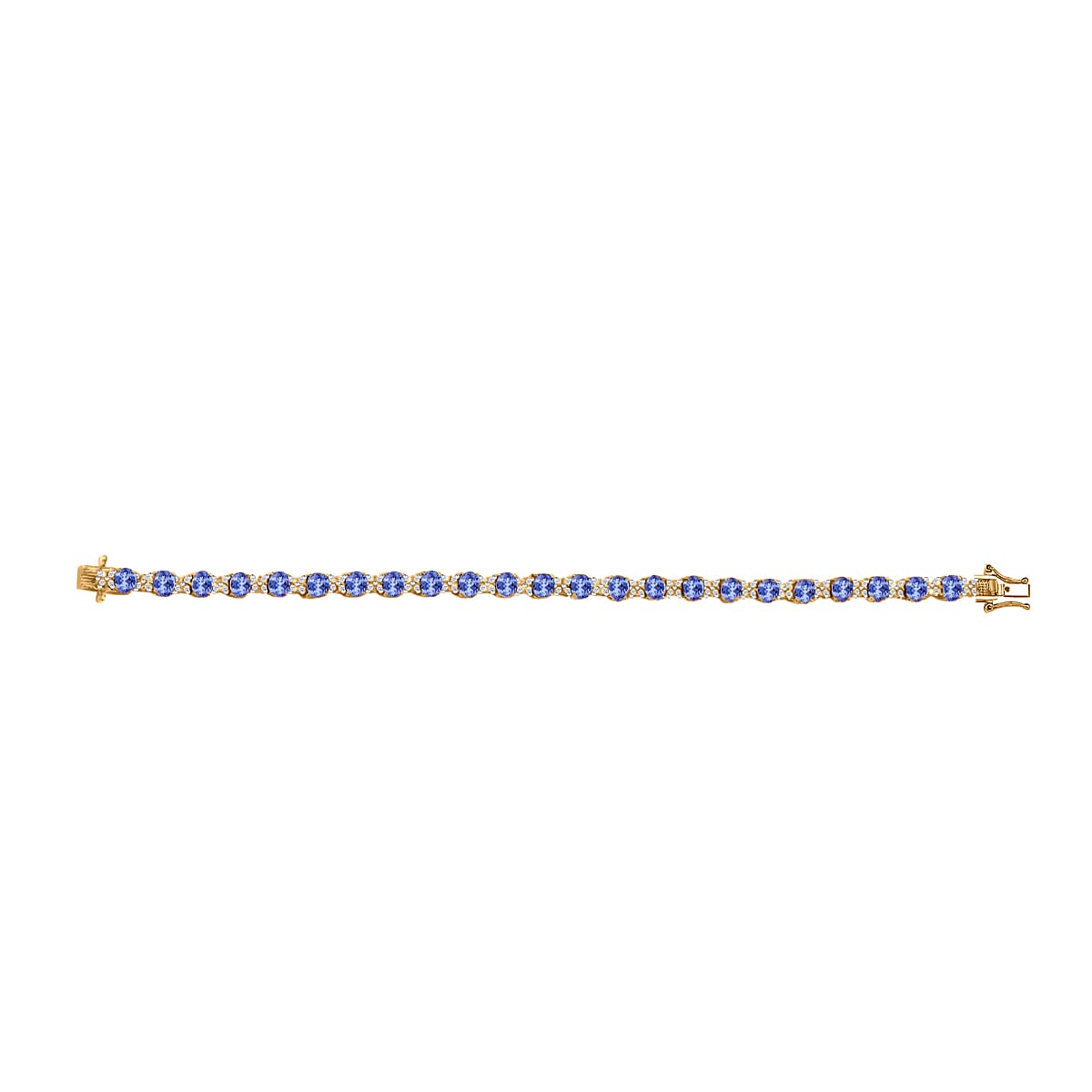 D'Joy Tanzanite and White Zircon 10.85 ctw Bracelet in 18K Vermeil Yellow Gold Over Sterling Silve (7.25 In)  (Del. in 10-12 Days) image number 3
