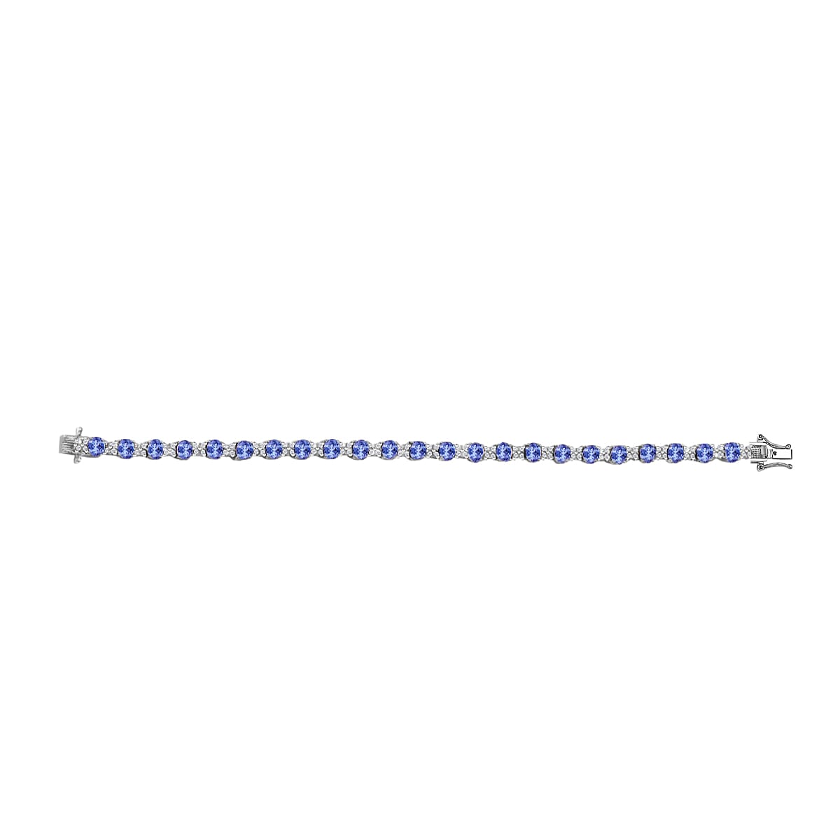 D'Joy Tanzanite and White Zircon Bracelet in Rhodium Over Sterling Silver (7.25 In) 10.85 ctw image number 3