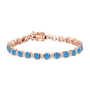 Malgache Neon Apatite and White Zircon 10.85 ctw Bracelet in 18K Vermeil Rose Gold Over Sterling Silve (6.50 In) 