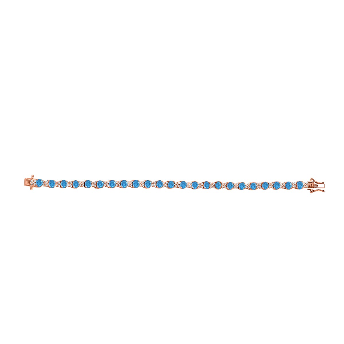 Malgache Neon Apatite and White Zircon 10.85 ctw Bracelet in 18K Vermeil Rose Gold Over Sterling Silve (6.50 In)  image number 3