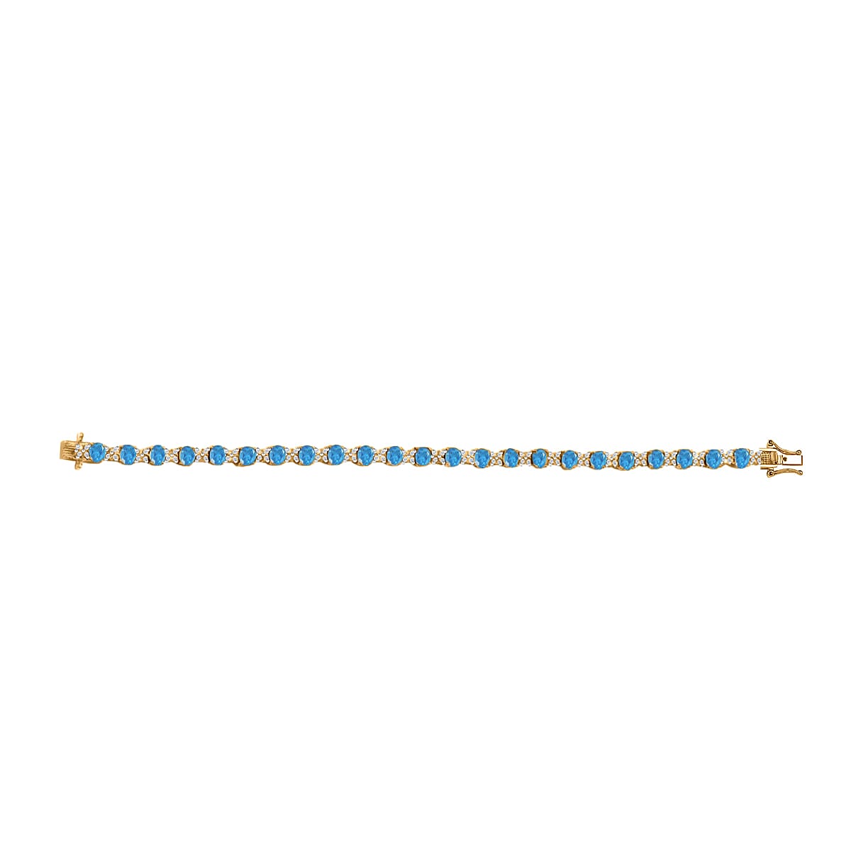 Malgache Neon Apatite and White Zircon 10.50 ctw Bracelet in 18K Vermeil Yellow Gold Over Sterling Silver (6.50 In) image number 3