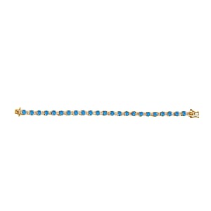 Malgache Neon Apatite and White Zircon 10.50 ctw Bracelet in 18K Vermeil Yellow Gold Over Sterling Silver (6.50 In)