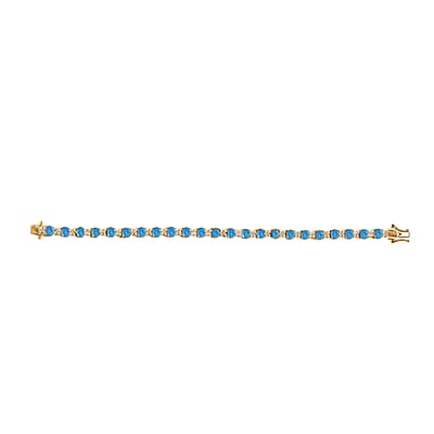 Malgache Neon Apatite and White Zircon 10.85 ctw Bracelet in 18K Vermeil Yellow Gold Over Sterling Silver (8.00 In)