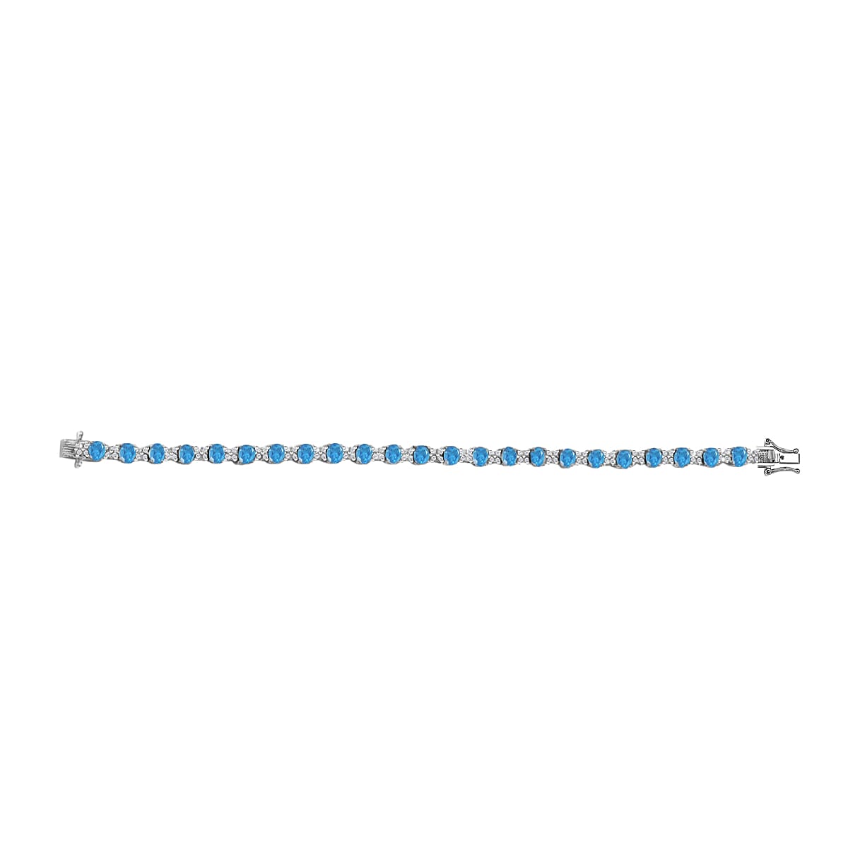 Malgache Neon Apatite and White Zircon 10.85 ctw Bracelet in Rhodium Over Sterling Silve (6.50 In)  (Del. in 10-12 Days) image number 3