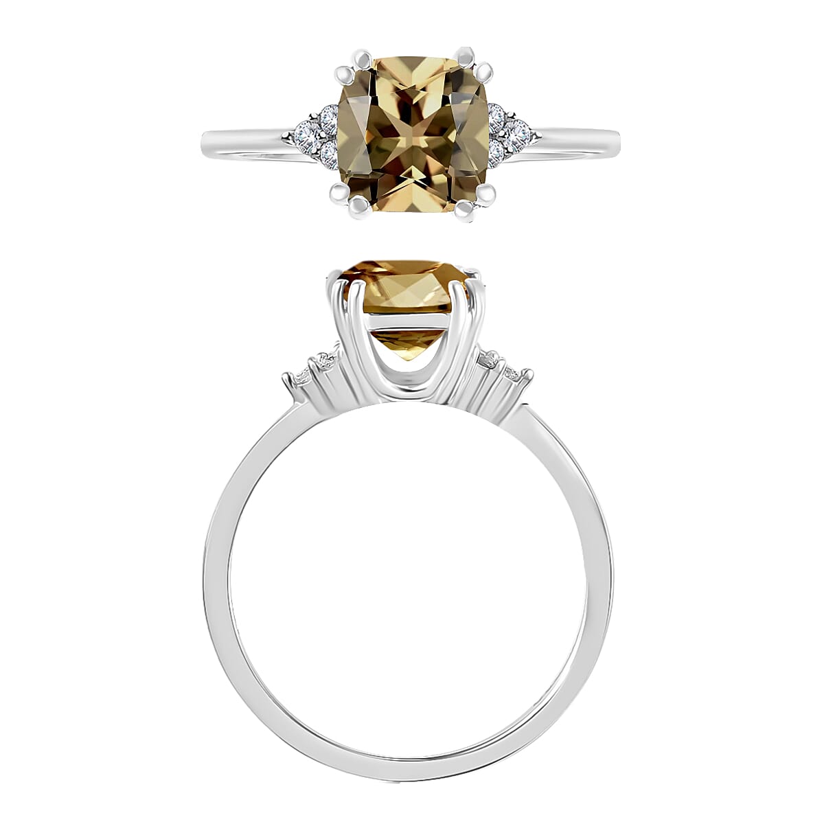 Luxoro AAA Turkizite and G-H I2 Diamond 1.49 ctw Ring in 14K White Gold (Size 10.0) image number 2
