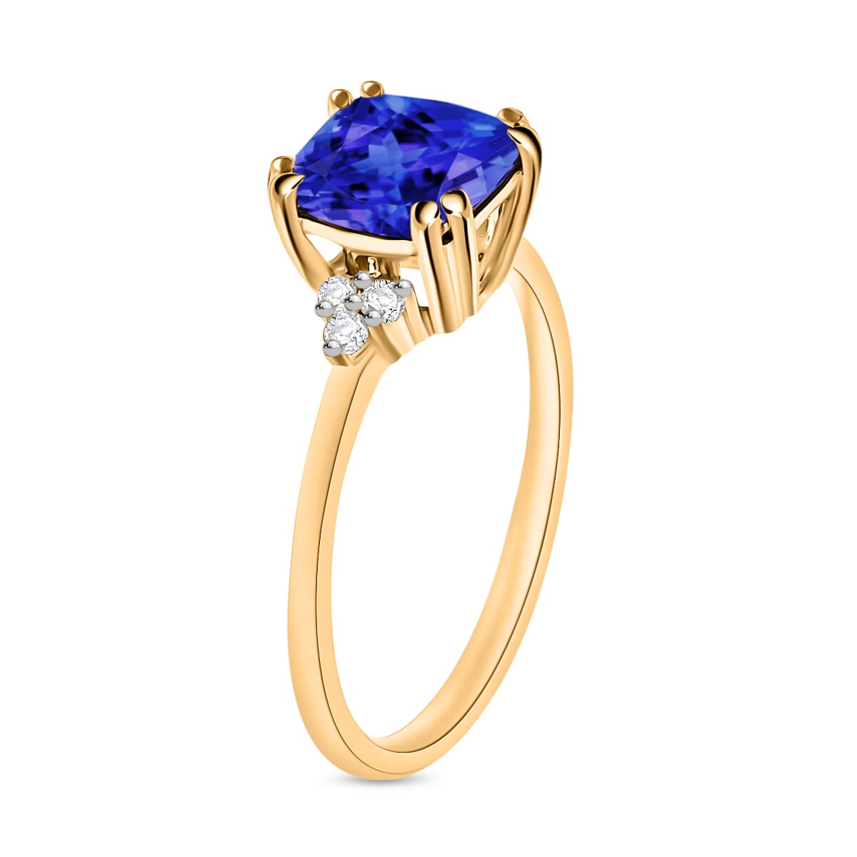 Luxoro AAA Tanzanite and G-H I2 Diamond Ring in 14K Yellow Gold (Size 10.0) 1.49 ctw image number 2