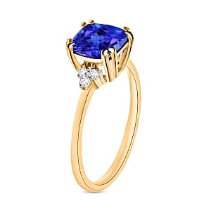 Luxoro AAA Tanzanite and G-H I2 Diamond 1.49 ctw Ring in 14K Yellow Gold (Size 10.0) (Del. in 10-12 Days)