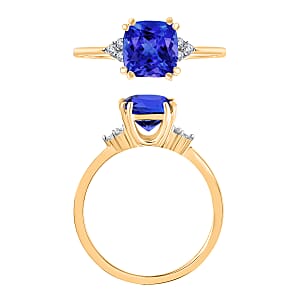 Luxoro AAA Tanzanite and G-H I2 Diamond 1.49 ctw Ring in 14K Yellow Gold (Size 10.0) (Del. in 10-12 Days)