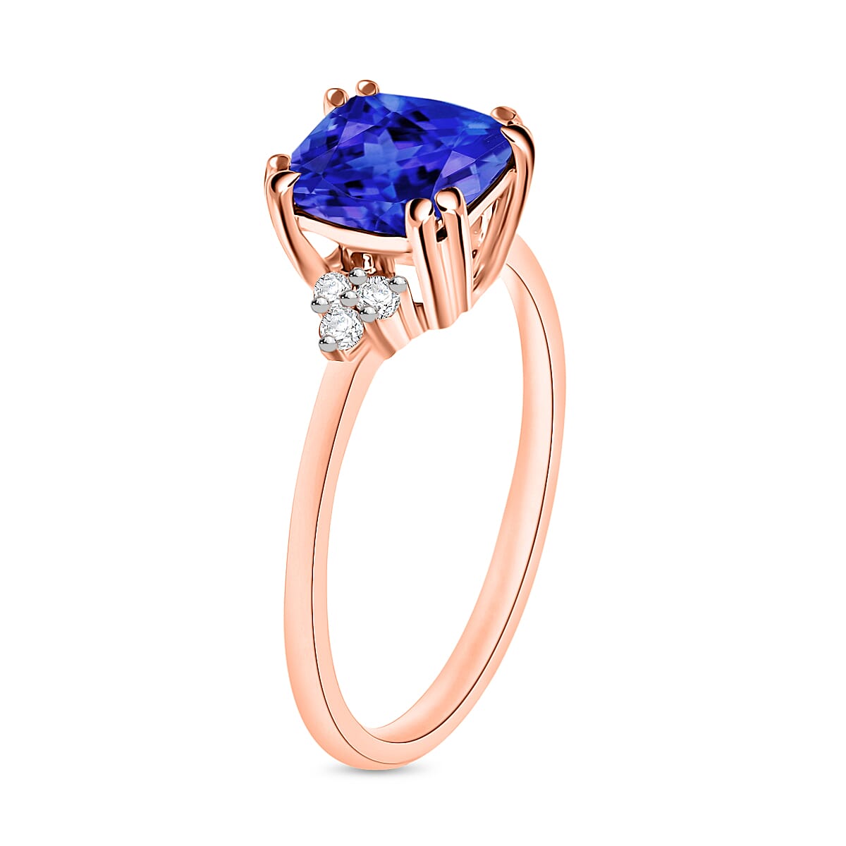 Luxoro AAA Tanzanite and G-H I2 Diamond 1.49 ctw Ring in 14K Rose Gold (Size 10.0) (Del. in 10-12 Days) image number 2