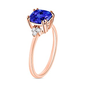Luxoro AAA Tanzanite and G-H I2 Diamond 1.49 ctw Ring in 14K Rose Gold (Size 10.0) (Del. in 10-12 Days)