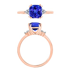 Luxoro AAA Tanzanite and G-H I2 Diamond 1.49 ctw Ring in 14K Rose Gold (Size 10.0) (Del. in 10-12 Days)