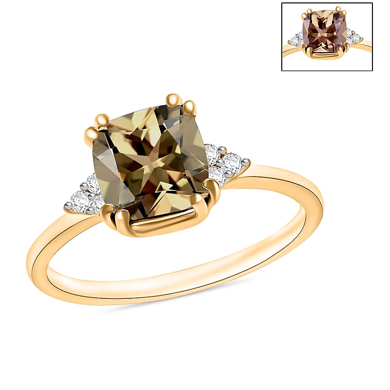 Luxoro AAA Turkizite and G-H I2 Diamond 1.49 ctw Ring in 14K Yellow Gold (Size 10.0) 4 Grams