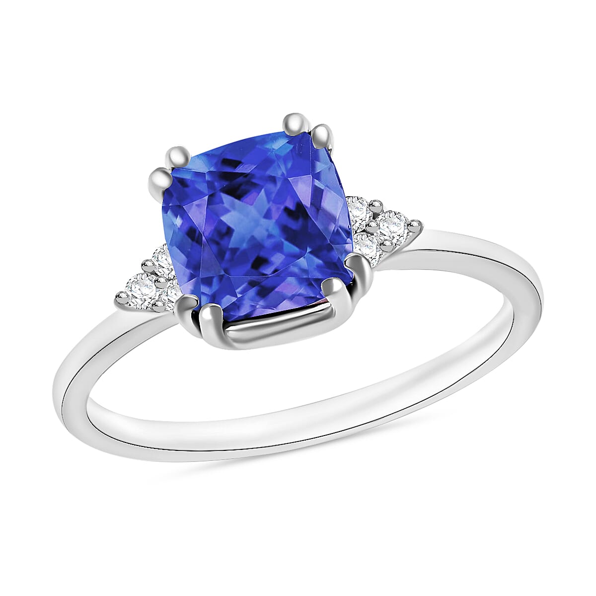 Luxoro Premium Tanzanite and G-H I2 Diamond 1.49 ctw Ring in 10K White Gold (Size 10.0)