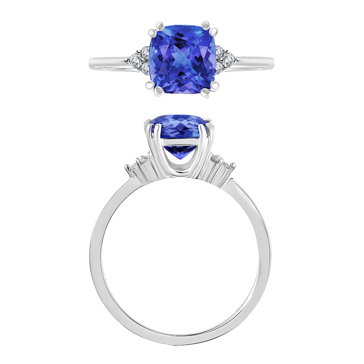 Luxoro Premium Tanzanite and G-H I2 Diamond 1.49 ctw Ring in 10K White Gold (Size 10.0)