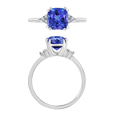 Luxoro Premium Tanzanite and G-H I2 Diamond 1.49 ctw Ring in 10K White Gold (Size 10.0)