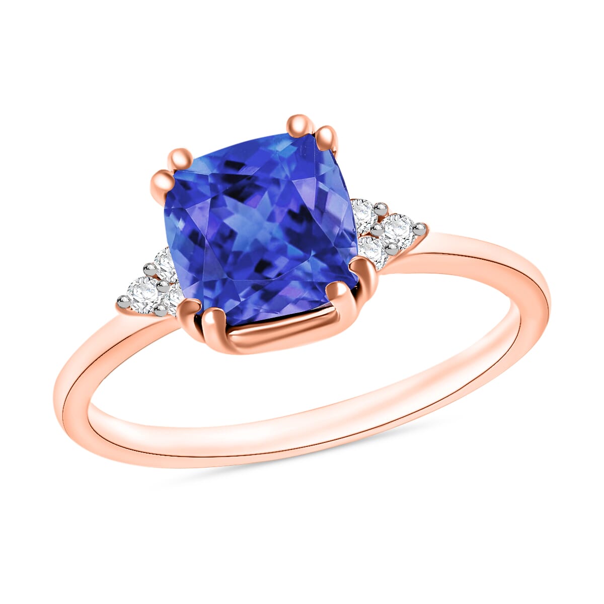 Luxoro Premium Tanzanite and G-H I2 Diamond 1.49 ctw Ring in 10K Rose Gold (Size 10.0) image number 0