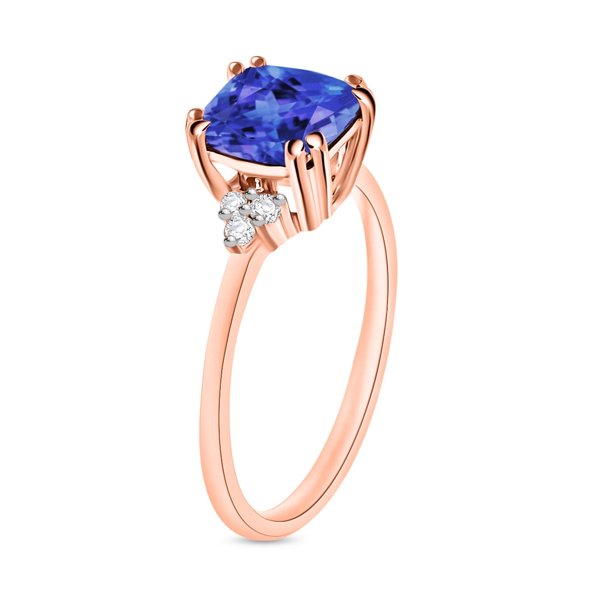 Luxoro Premium Tanzanite and G-H I2 Diamond 1.49 ctw Ring in 10K Rose Gold (Size 10.0) image number 2