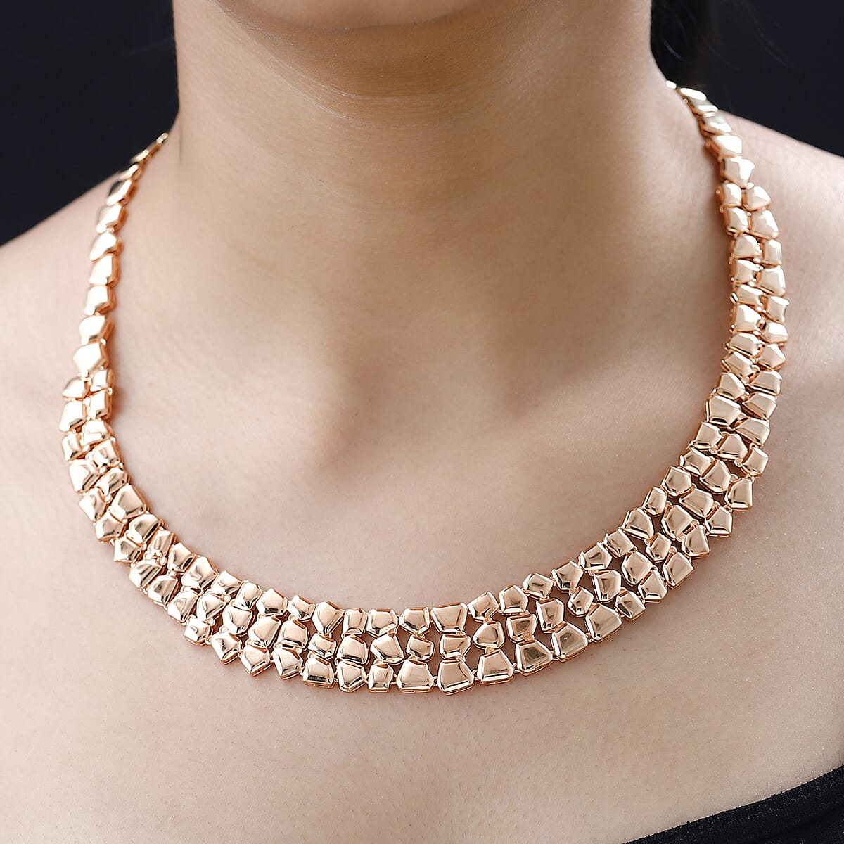 Designer Inspired Necklace in 18K Vermeil Rose Gold Over Sterling Silver 42 Grams 20 Inches (Del. in 10-12 Days) image number 1