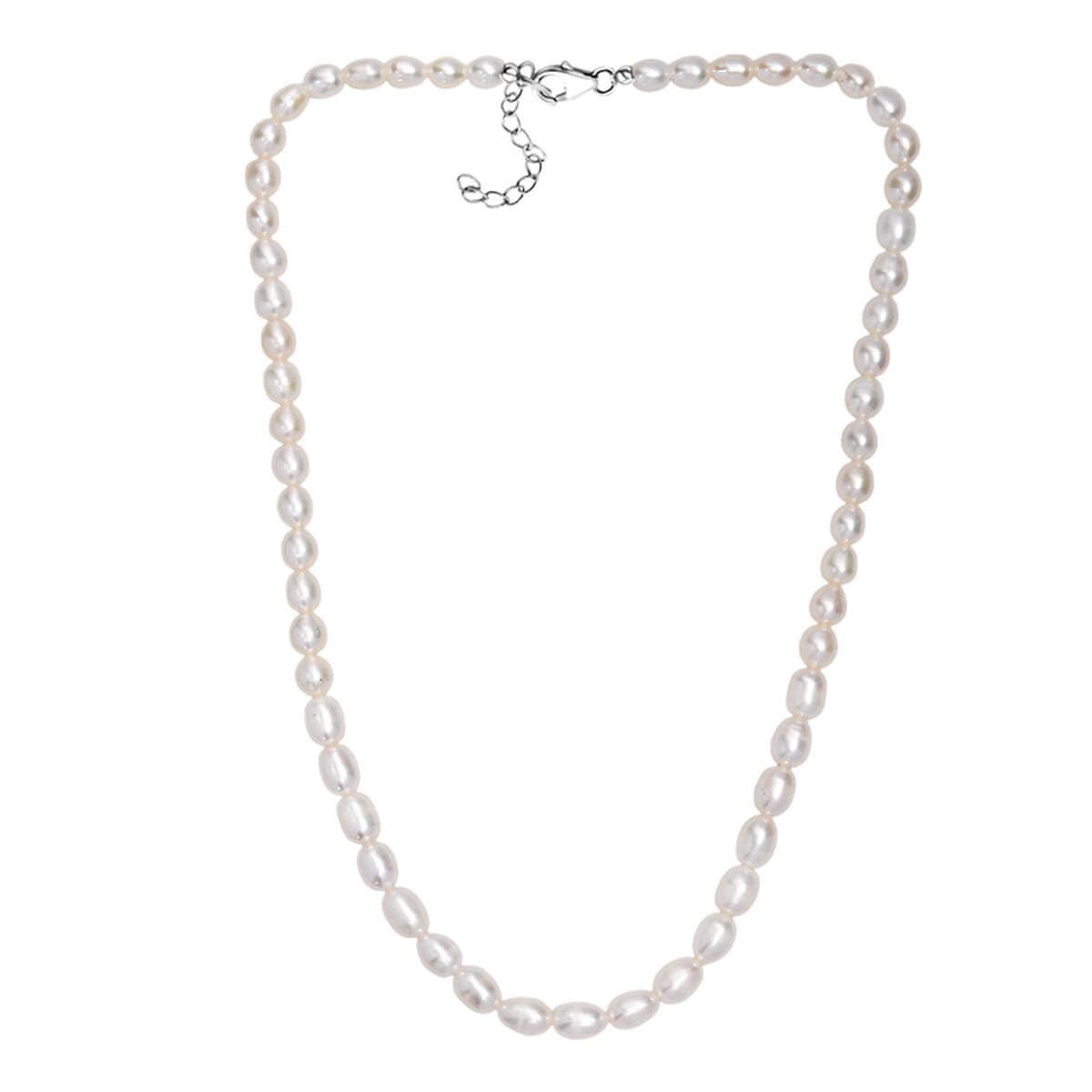 White Freshwater Pearl Fancy Necklace in Rhodium Over Sterling Silver 18 Inches image number 3