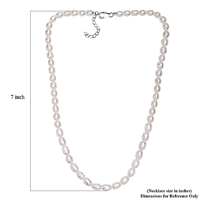 White Freshwater Pearl Cloud Kiss Necklace in Rhodium Over Sterling Silver 18 Inches
