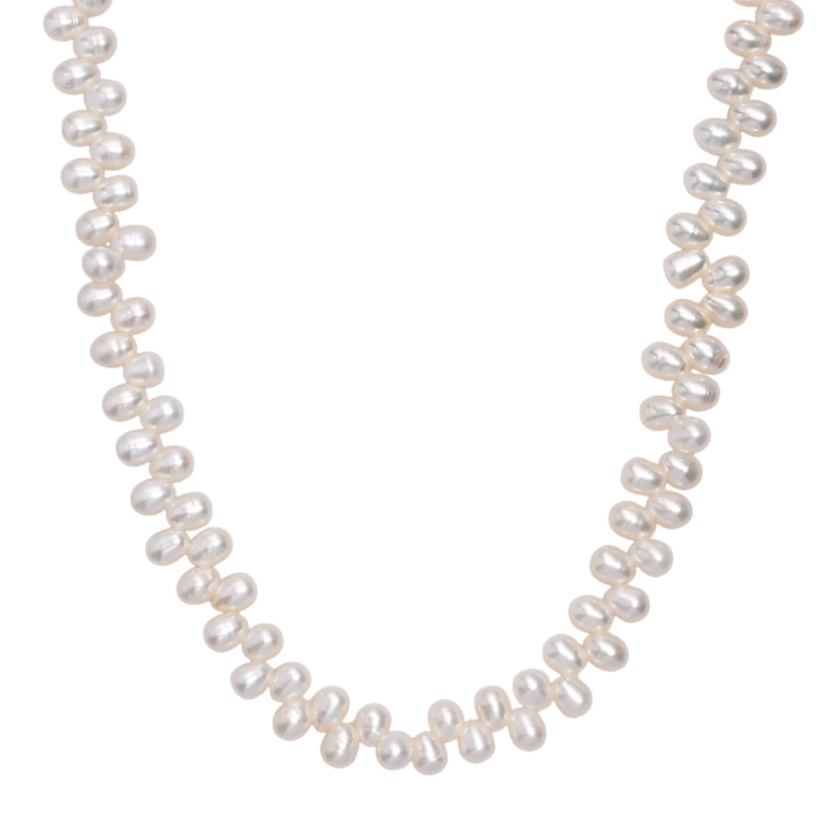 White Freshwater Pearl Oval Shape Necklace in Rhodium Over Sterling Silver 18 Inches image number 0