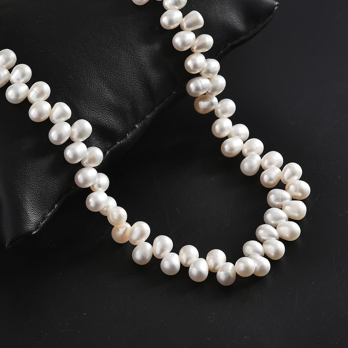 White Freshwater Pearl Oval Shape Necklace in Rhodium Over Sterling Silver 18 Inches image number 1