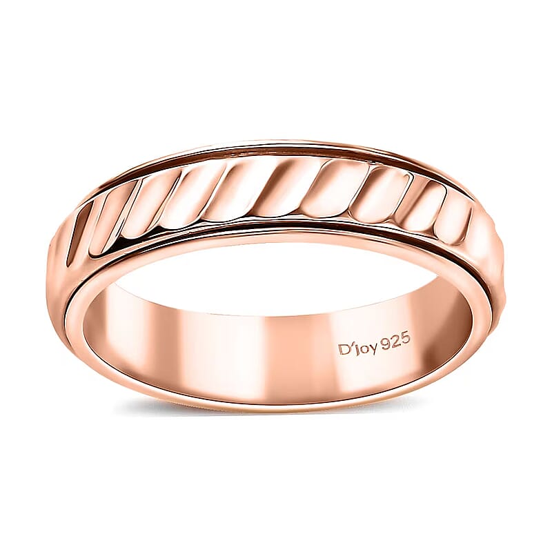 Diamond-cut Band Ring in 18K Vermeil Rose Gold Over Sterling Silver (Size 10.0) 3.20 Grams (Del. in 10-12 Days)