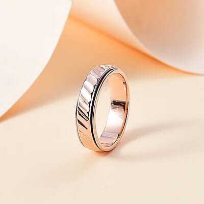 Diamond-cut Band Ring in 18K Vermeil Rose Gold Over Sterling Silver (Size 10.0) 3.20 Grams (Del. in 10-12 Days)