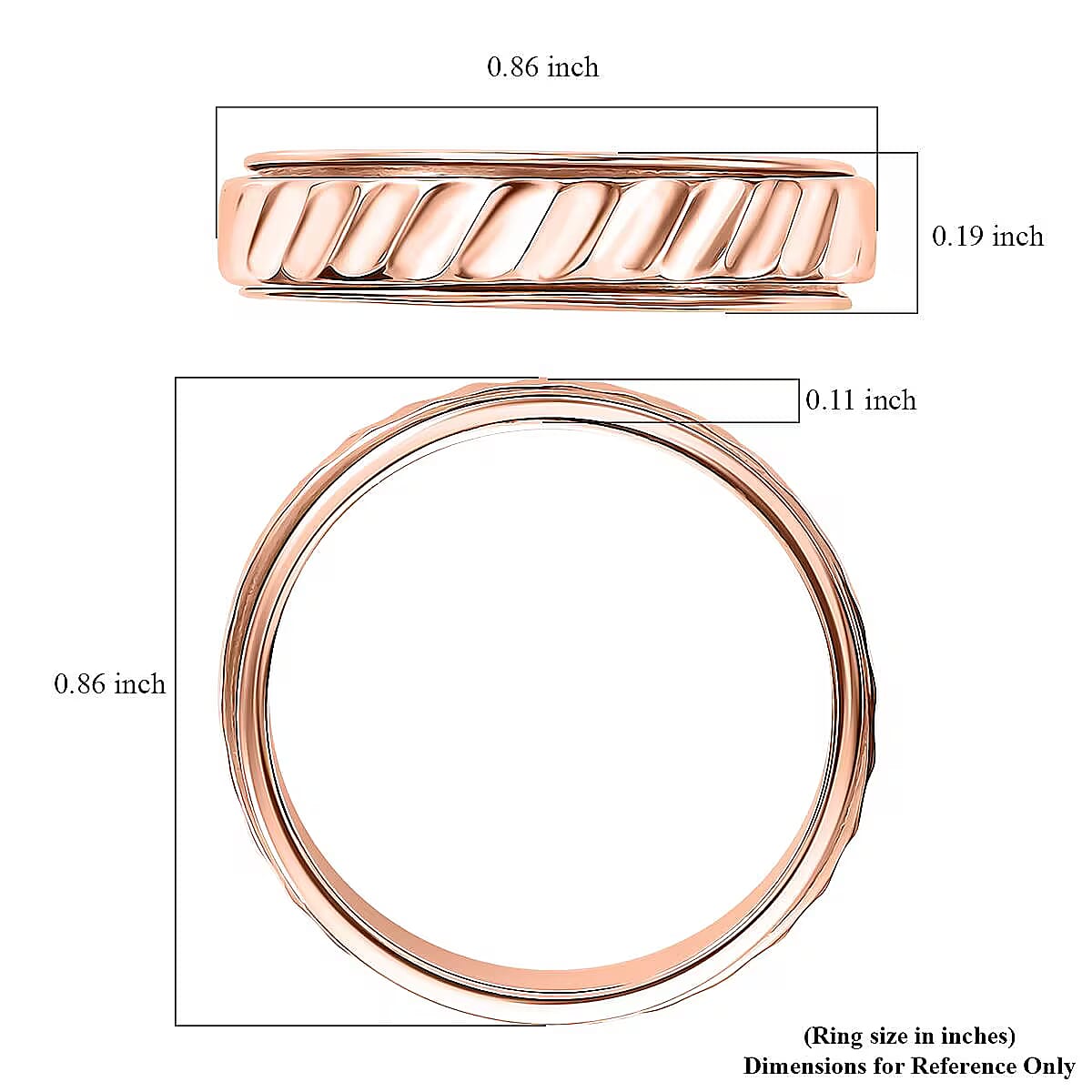 Diamond-cut Band Ring in 18K Vermeil Rose Gold Over Sterling Silver (Size 10.0) 3.20 Grams (Del. in 10-12 Days)